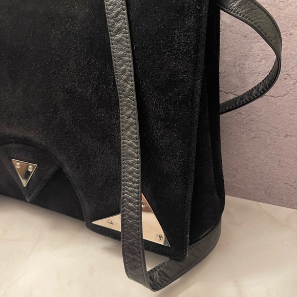 Vintage Charles Jourdan Black Suede Crossbody Clutch Bag Leather Interior - Picture 6 of 14